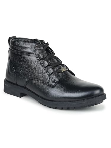 Image of Zoom Shoes A-4691 Men's Genuine Leather High Ankle Boots | Stylish Lace-Up Design | Cushioned Insole for Comfort | Durable & Trendy for Everyday Wear