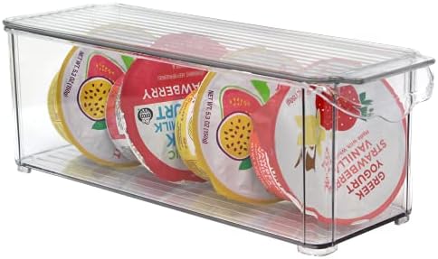 Plastic Food Storage Container Bin with Lid and Handle for Kitchen, Pantry, Cabinet, Fridge, Freezer – Organizer for Snacks, Produce, Vegetables