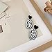 MIGUO STORE Unique Acrylic Geometric Black White Contrast Flower Love Stud Earrings Punk Exaggerated Personality flower Drop Dangle Earrings For Women (White Flower Stud Earrings)