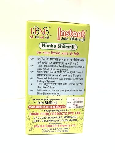 Image of Instant Jain Shikanji Lemon | Nimbu Shikanji | Traditional Masala Lemonade | Instant Nimbu Pani Drink Mix | Natural Summer Refreshing Beverage | Ready to Make Indian Cooler | Pack of 1| 10 Sachets