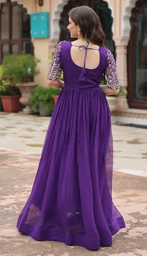 Image of Fashion Basket Georgette Embroidered Anarkali Gown for Women