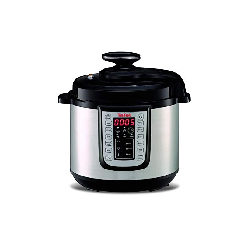 Tefal CY505E30 Fast & Delicious Multicooker Elektrischer Schnellkochtopf, 1.200 W, 25 automatische Programme, manueller Modus, inkl. Rezept, Dampfgarer, 6 l, Metal