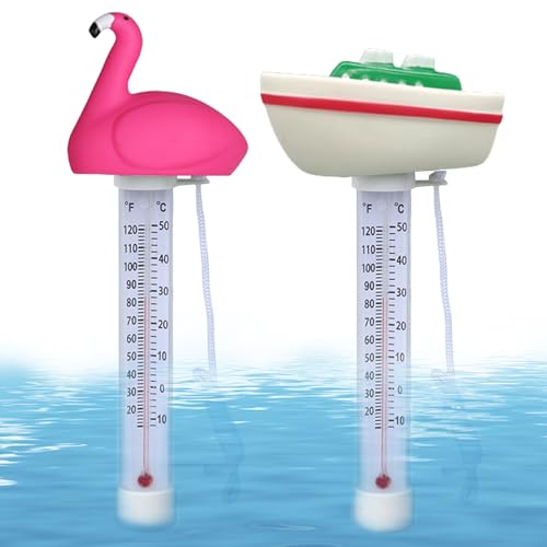 Lot de 2 thermomètres flottants pour piscine, incassables, avec cordon, flottants, pour baignoires, piscines, étangs