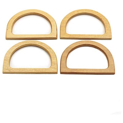 Model Worker 4PCS D-Shaped Wood Handles Replacement for Handmade Bag Handbags Purse Handles (Burlywood) Cover