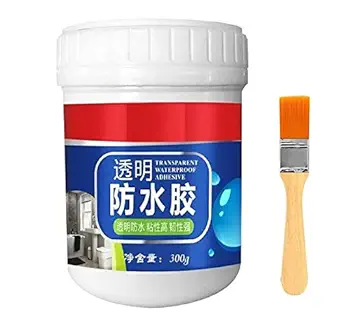 KPS Waterproof Leak Glue With Brush | Waterproof Gel Bathroom Roof Top | Transparent Repairing Adhesive For Seal/Cracks | For Ceramic Tile/Marble/Wood/Metal (Pack of 1,Multicolor)(300g)