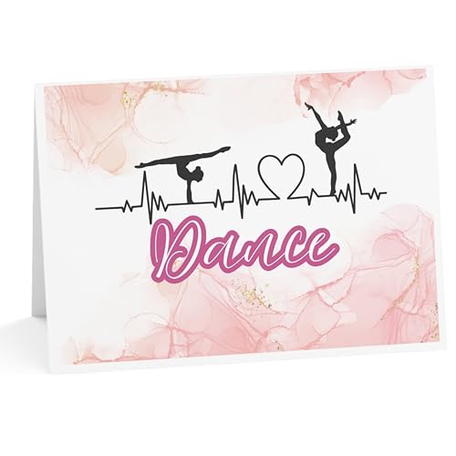 Dance Recital Card, First Dance Recital Gift for Ballerina Girls, Dancers & Performers, Dance Teacher Appreciation, Glossy Front, Blank Inside, Size 5x7, Well Done Congratulations Card (Pink)