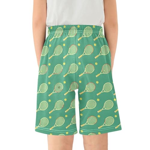 ALAZA Tennis Racket Green Funny Pajama Shorts Sleep Shorts Pant Lounge Pajama Bottoms Elastic Waist with Pockets2