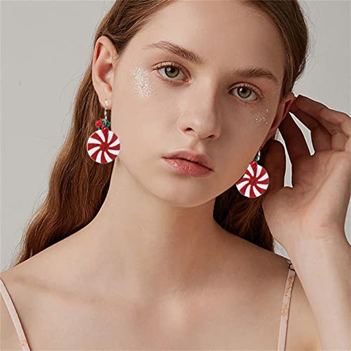 ONLYJUMP Red Green Christmas Dangle Earrings for Women Cute Long Chain Bow Knot Jingle Bell Christmas Tree Snowflake Dangle Earrings Christmas Holiday Jewelry Gift2