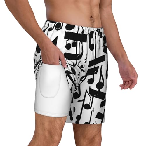 Short de bain pour homme avec doublure musique noir - 3