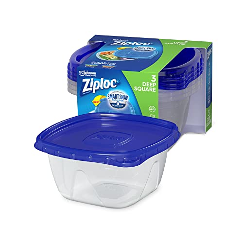 Ziploc Food Storage Meal Prep Containers Reusable For Kitchen Organization, Smart Snap Technology, Dishwasher Safe, Deep Square, 3 Count #TOP1