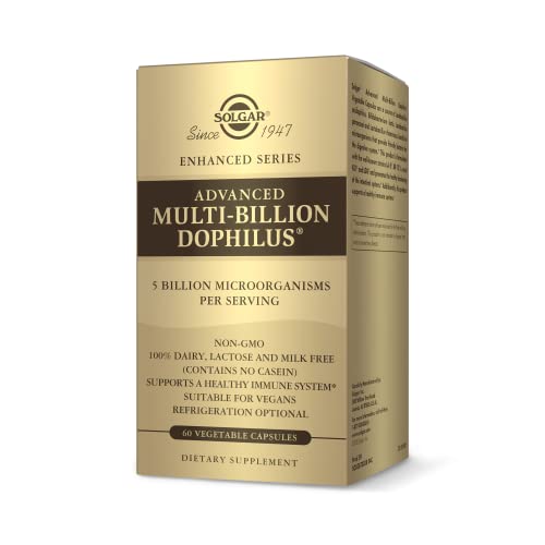 Solgar Advanced Multi-Billion Dophilus, 60 Vegetable Capsules - Supports Healthy Intestinal Flora - 5 Billion Microorganisms Per Serving - Gluten, Dairy, Lactose & Milk No - Vegetarian - 60 Servings #TOP4