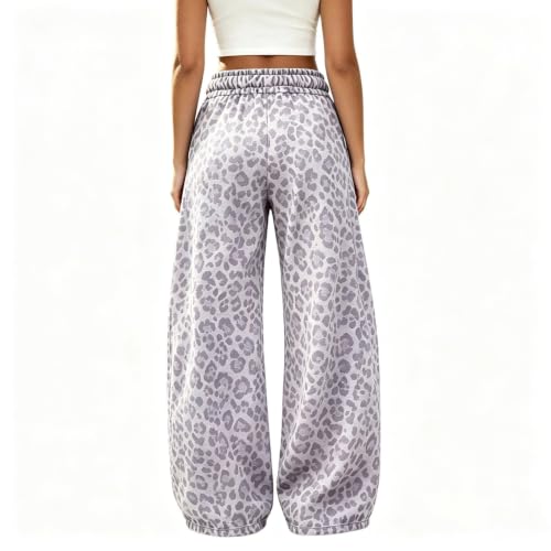 Women Leopard Pants Baggy Fall Wide Leg Sweatpants Lounge Y2K Sweat Pants - image 5
