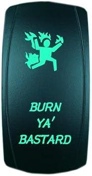 STVMotorsports Laser Green Rocker Switch Burn YA Bastard 20A 12V On/Off LED Light