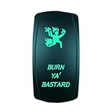 Laser Green Rocker Switch BURN YA' BASTARD 20A 12V On/off LED Light