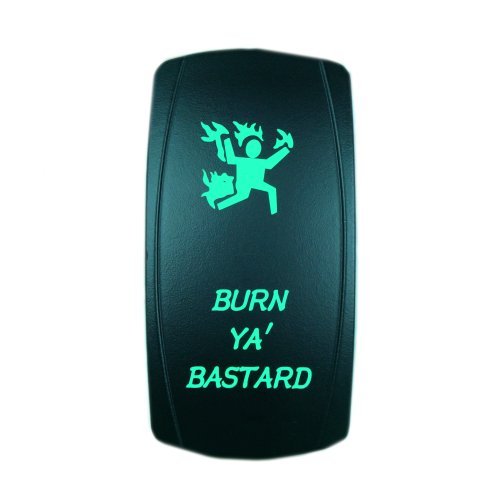 STVMotorsports Laser Green Rocker Switch Burn YA' Bastard 20A 12V On/Off LED Light
