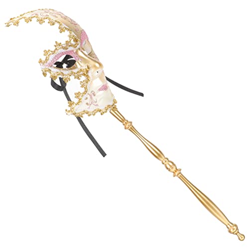ABOOFAN Venetian Mask Women Masquerade Mask with Stick for Costume Party Pink