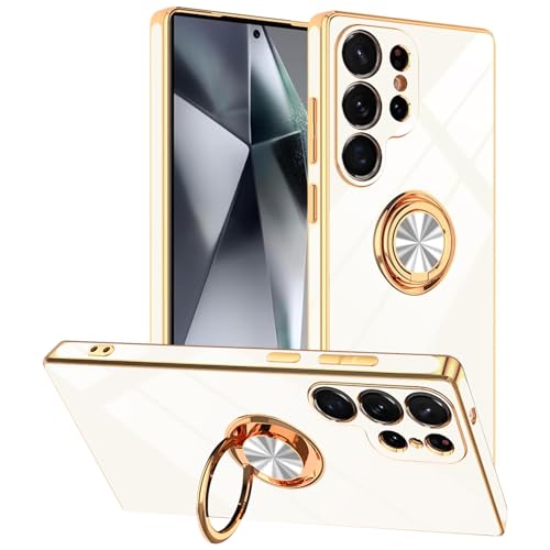 Coque pour Galaxy S25 Ultra protection TPU blanche antichoc avec support magnétique