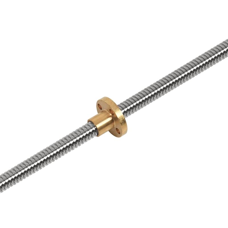 Printer Accesstories 500Mm T8 Lead Screw and Brass Nut (Acme Thread, 2Mm Pitch, 4 Starts, 8Mm Lead) for 3D Printer Z Axis| | - - (Color: Silver)