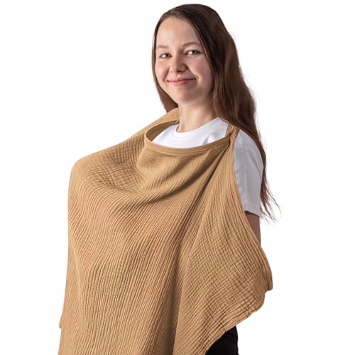 APOMOONS Stilltuch Stillschürze, Weicher und Atmungsaktiver Stillschal Baumwolle still schürze Stilltuch für Unterwegs, Still-Abdeckung Geschenke für Mutter (camel)