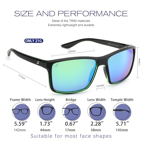 Image of Men's Polarized Sunglasses, Square Rubber Frame Carbon Fiber Temple Fishing Driving Sun Glasses UV Protection RFS8205