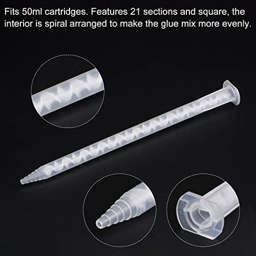 Image of uxcell 15 Pcs Epoxy Tubes Static Mixer, 6.02-inch Plastic Resin Mixing Nozzle Pointed Tip for AB Glue Adhesive Gun Applicator 50mL Cartridges, White