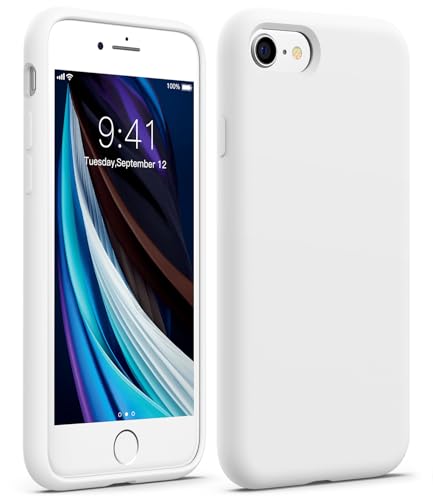 AOTESIER Compatible with iPhone SE Case and iPhone 8 Case 4.7 inch,Silky Touch Premium Soft Liquid Silicone Rubber Anti-Fingerprint Full-Body Protective Flexible Bumper Case for iPhone SE/8/7 (White)