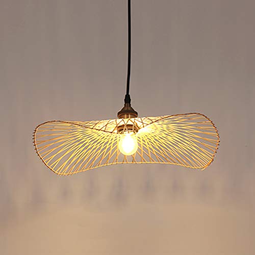 Chandelier en bambou tressé de 85cm pour adoucir la lumière agressive du salon E27