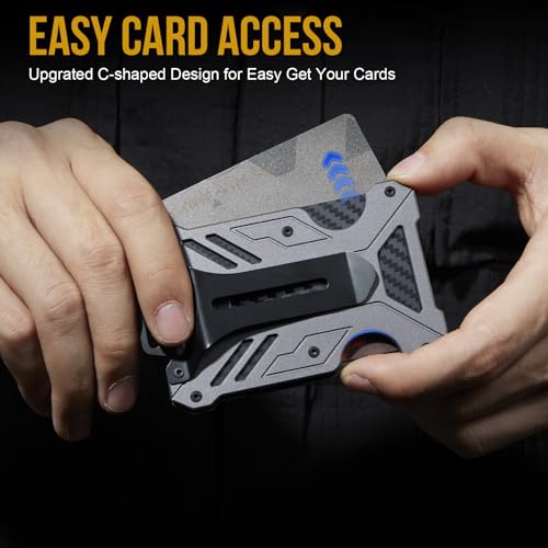 Image of 1T Tactical Minimalist Slim Wallet with Moeny Clip, Front Pocket RFID Blocking Wallet Cash Holder, Versatile Credit Card Orgainzer, ID Card Badge Holder for Men, Gray, One size, Tactical Slim Front