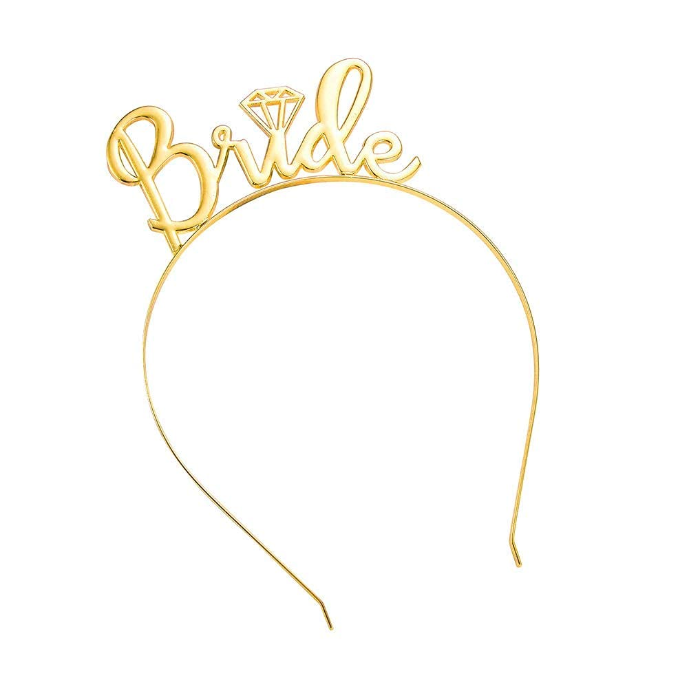 AR Giftzadda 'Bride to Be' Gold Plated Tiara Crown Princess Headband for Bachelorette Hen Party Wedding Bridal Shower Celebrations