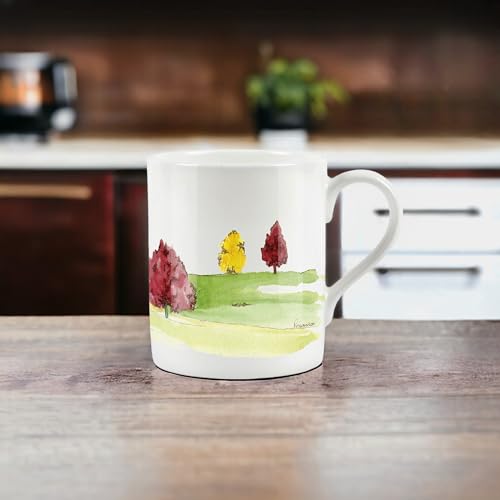 Purely Home Watercolour English Landscape Mug Oak, Small Fine Bone China White Garden Coffee/Tea Present Gift - Image 3