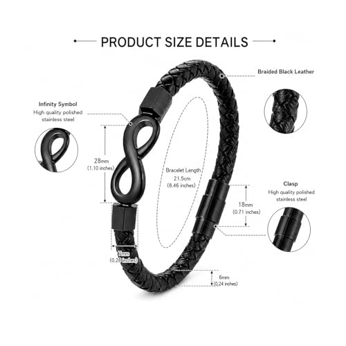 Pulsera de cuero LIUJUN To My Husband Infinity miniatura 6