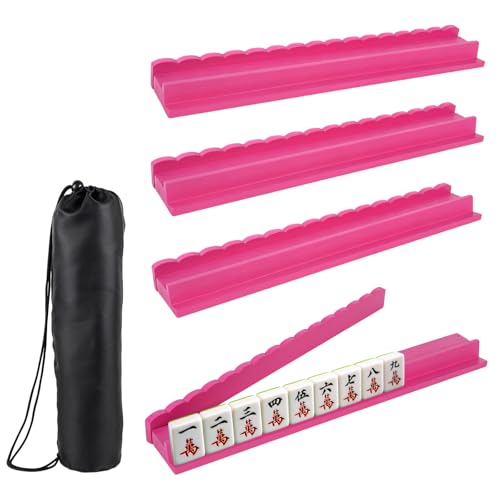 Soportes de Madera Pintados para Mahjong con Empujadores 4 Piezas