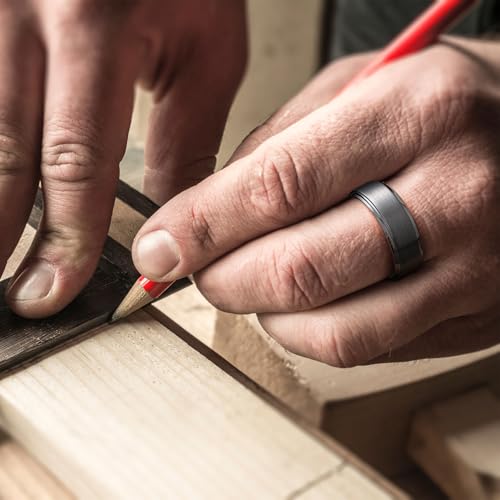 king will mens brushed wedding band two tone matte step edgespipe cut tungsten carbide anniversary promise rings comfort fit