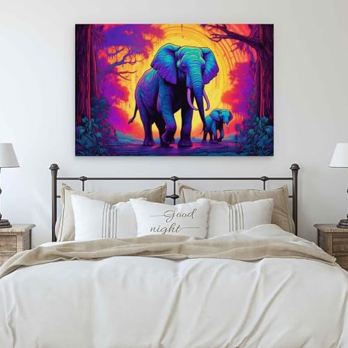 Toile murale abstraite éléphant coloré DEBAOKA cadre moderne 60x90cm