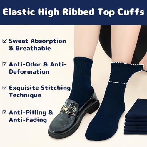 Olreco 6 Pack Girls Crew Socks Boys Socks Cotton Seamless Socks for Kids Crew Socks Toddler Dress Socks School Socks for Girl4