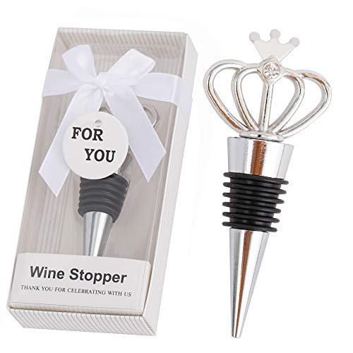 18 Pcs Silver Crown Wine Bottle Stoppers for Wedding,Baby Shower,Birthday Anniversary Party Gifts Souvenirs Decorations with Individual Package (Silver crown)