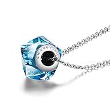 QIANSE Necklaces Gifts for Her for Women 925 Sterling Silver Necklace with Blue Aquamarine Crystal Birthstone Pendant Necklaces Christmas Birthday Gifts for Girlfriend Wife Mom Daughter