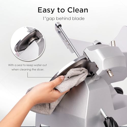 Paladin Equipment 12" Commercial Manual Meat Slicer, 2/5 HP Gravity Feed Electric Meat Slicer, deli meat cutter, Lunch Food Slicer, ham cutter with Adjustable Slicing for Semi-frozen Meat, Cheese