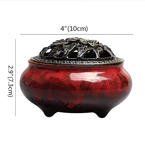 Glj.cy 3 In 1 Ceramic Stick Incense Burner And Cone Incense Holder Home Office Yoga Meditation (Red) #TOP5