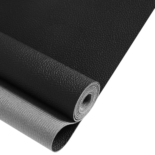 Marine Vinyl Faux Leather Upholstery Fabric 0.9 mm Thickness: Waterproof, Scratch-Resistant, Perfect for Upholstering Cars, Outdoor Yachts, and Home Furniture (Black,Pre-Cut 2 Yards)