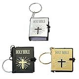 Bible Keychain, 12 PCS Miniature Real Bible Key Chains Handbag Pendant Xmas Gift with Magnifying Glass