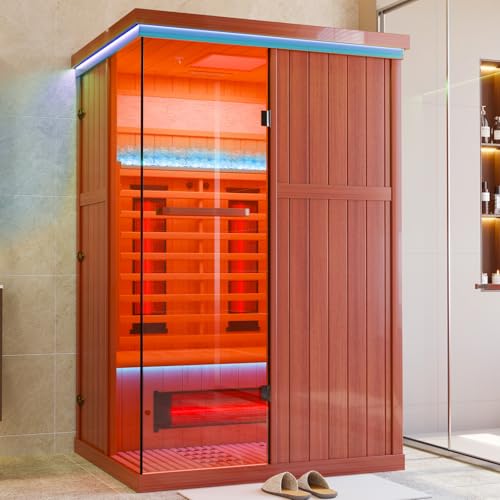 MEISSALIVVE Full Spectrum Sauna for Home, 2 Person Indoor Infrared SPA Room with 10 Minutes Warm-up...