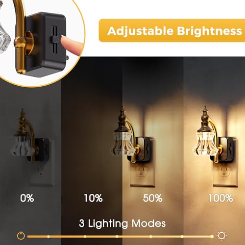 Image of L LOHAS LED Night Lights Plug into Wall, 3000K Soft White LED, Flower Night Lights with Dusk to Dawn Sensor, 0-100lm Adjustable Brightness, for Hallway Bedroom Stairway