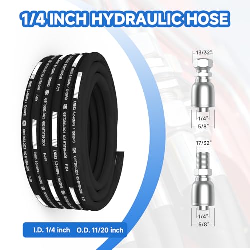 Image of 100 Ft 2-Wire 1 /4 Inch Hydraulic Hose with 10 JIC 37 + 10 NPTF Fittings) - 10150 PSI, 4-Layer Steel Braided, -22F to 248F Temp Range, Heavy-Duty Industrial Grade