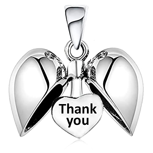 LSDesigns Colgante de Agradecimiento con Cuentas de Plata de Ley S925 Compatible con Pulsera y Collar de dijes Pandora Moments - En Caja de Regalo