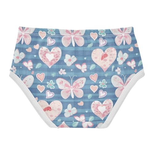 Wusikd Gingham Heart Girls' Underwear Cotton Butterflies Girls Briefs Soft Toddler Underwear 2T2