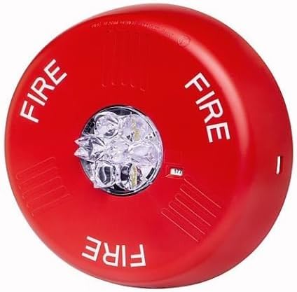 ELSTRC Wheelock Eluxa LED Strobe, Ceiling Mount, Red Housing, Clear Lens, 24V, Fire Lettering