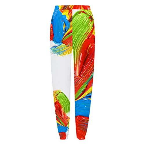 mmknlrm Calças de moletom femininas com cordão elástico cintura alta padrões delicados calças casuai