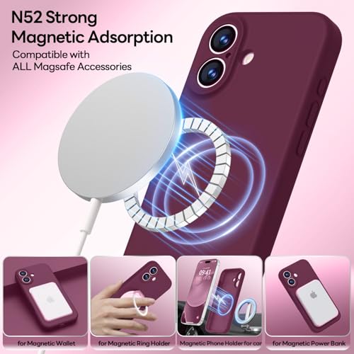 Image of LOVE 3000 Designed for iPhone 17 Case, Premium Silicone [Compatible with Magsafe][Soft Anti-Scratch Microfiber Lining] Shockproof Protective Phone Case for Men Women 6.3 inch, WineRed