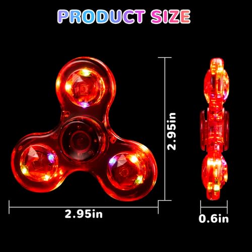 WELLVO 1Pcs LED Fidget Spinner for Kids Adults, Light Up Sensory Fidget Toys for Kids 4-8 8-12 Anxiety Stress Relief, Classroom Prizes Glow in The Dark Hand Spinner Boys Girls Birthday Gifts - Image 4